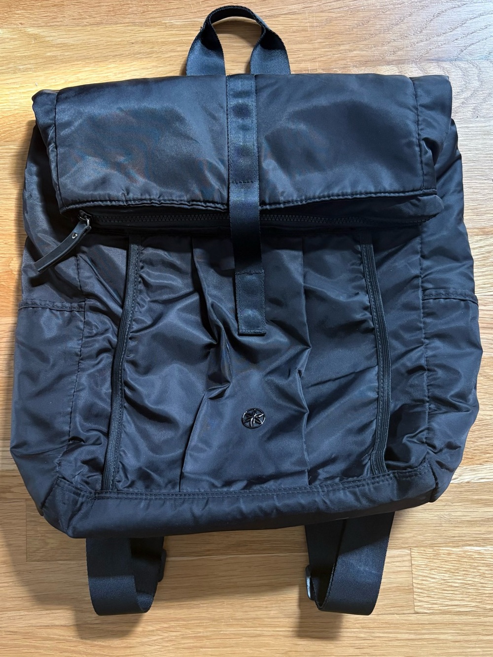 GAIAM Black Nylon Everyday Roll-Top Backpack